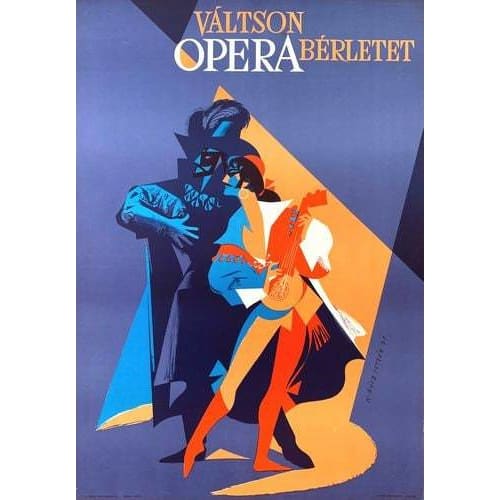 Vintage Hungarian Opera Poster A4/A3 Print - Posters Prints 