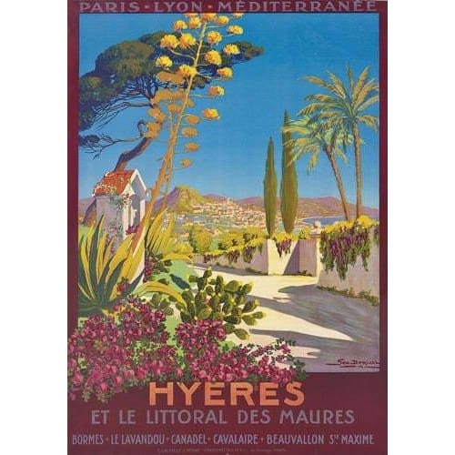 Vintage Hyeres French Tourism Poster A3/A2/A1 Print - 