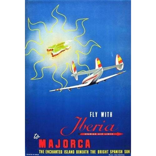 Vintage Iberia Spanish Airlines Flights To Majorca Airline 
