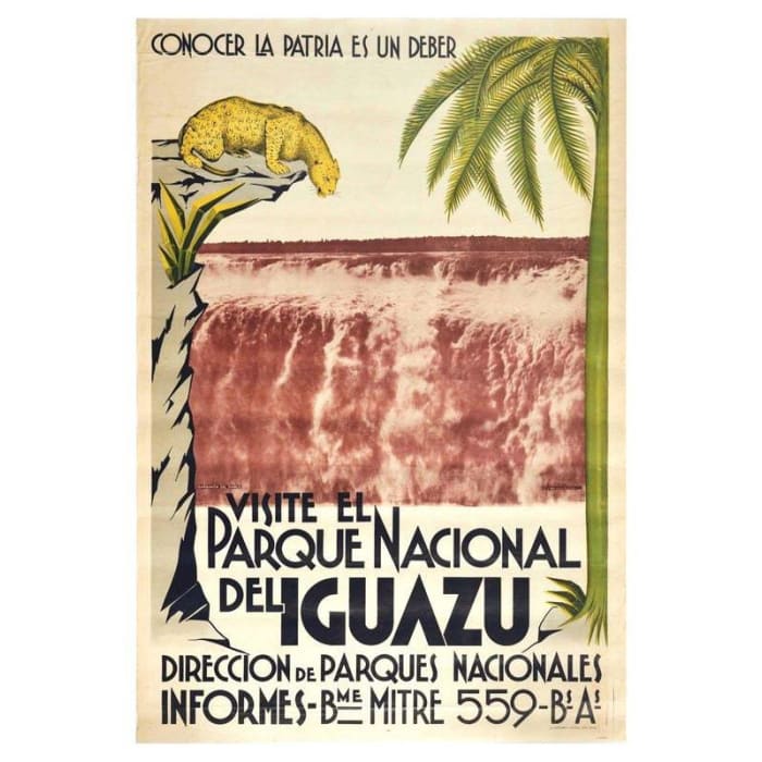 Vintage Iguazu National Park Argentina Tourism Poster Print 