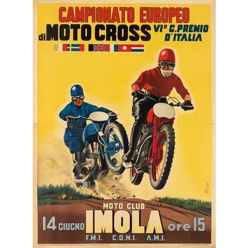 Vintage Imolo Italian Motocross Motor Racing Poster A3 Print