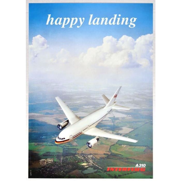 Vintage Interflug East German Airlines Poster Print A3/A4 - 