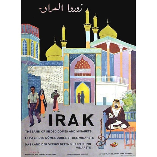 Vintage Iraq the Land of Gilded Domes Tourism Poster Print 