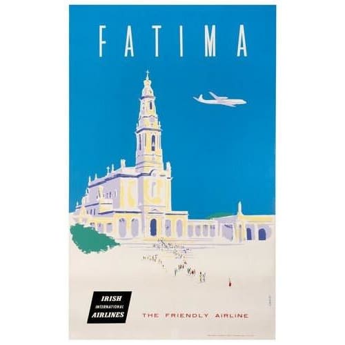 Vintage Irish Airlines Flights to Fatima Poster A3 Print - 