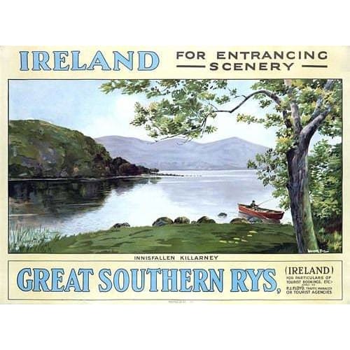 Vintage Irish Railways Innisfallen Killarney Tourism Poster 