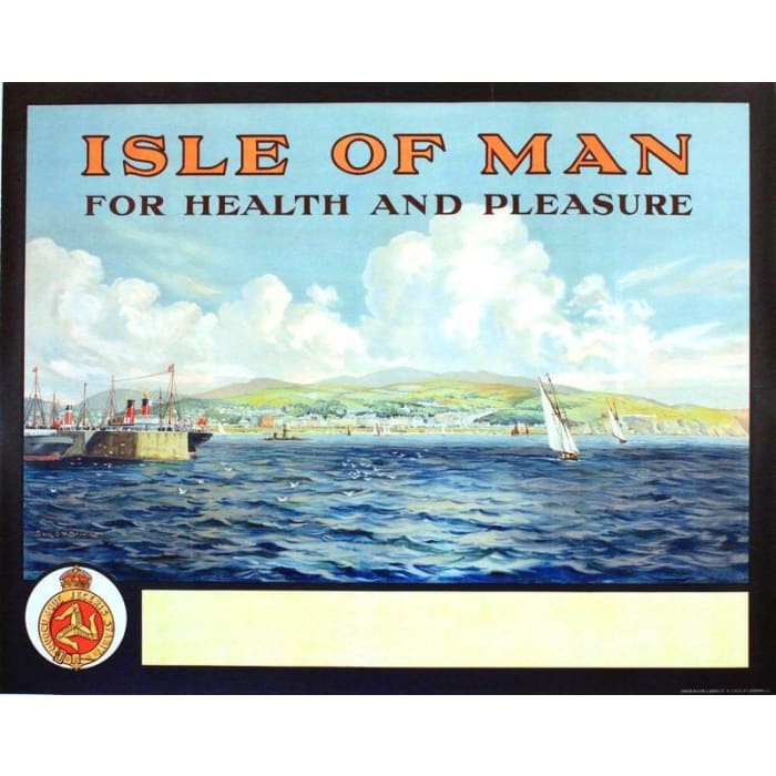 Vintage Isle of Man For Health and Pleasure Tourism Poster 