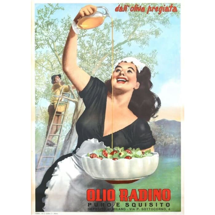 Vintage Italian Olive Oil Advertisement Poster Print A3/A4 -