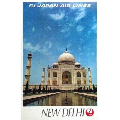 Vintage JAL Japanese Airlines Flights to New Delhi India 