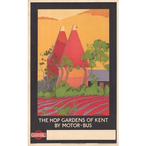 Vintage Kent UK Bus Tourism Poster A3 Print - A3 - Posters 