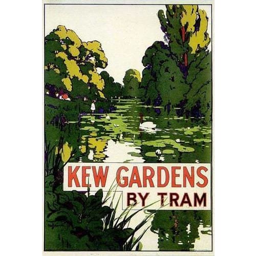 Vintage Kew Gardens By Tram UK Tourism Poster A3 Print - A3 