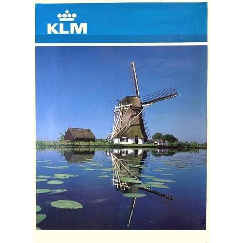 Vintage KLM Dutch Windmills Airline Poster A3/A4 Print - 