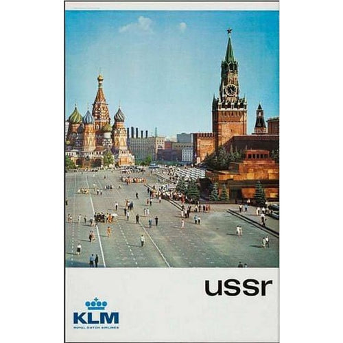 Vintage KLM Flights To USSR Soviet Union Airline Poster A3 
