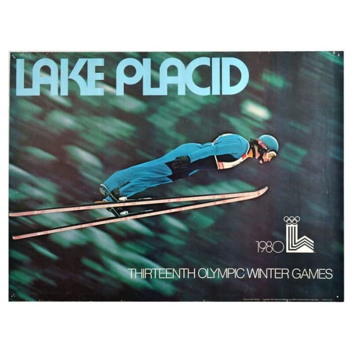 Vintage Lake Placid Winter Olympics Ski Jumping Poster 2 