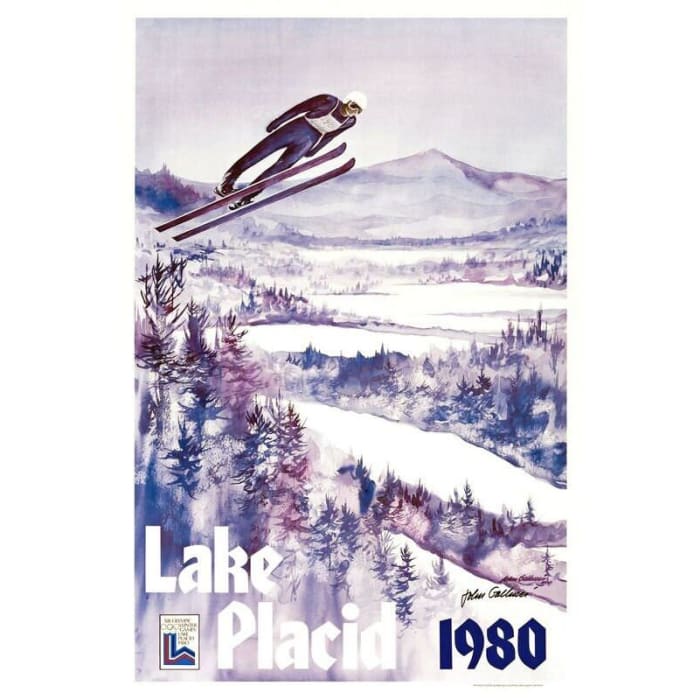 Vintage Lake Placid Winter Olympics Ski Jumping Poster Print