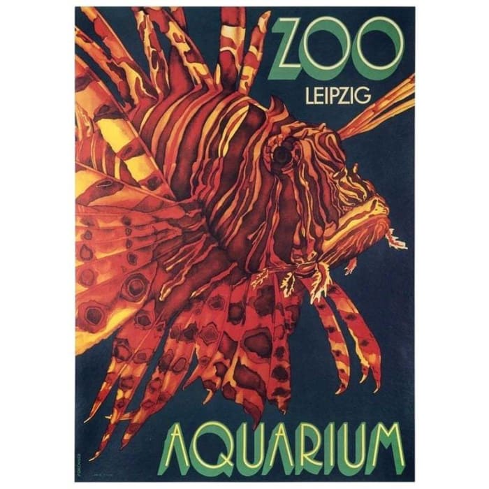 Vintage Leipzig Zoo Aquarium Tourism Poster Print A3/A4 - 