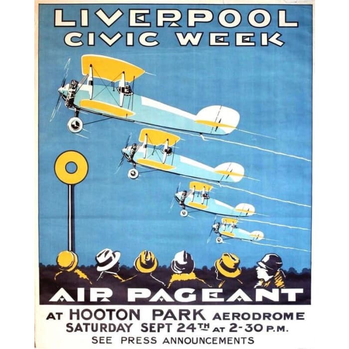 Vintage Liverpool Civic Air Pageant Air Show Poster Print 
