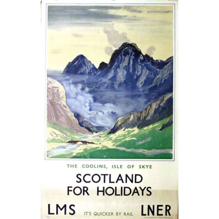 Vintage LMS Coolins Isle of Skye Railway Poster Print A3/A4 