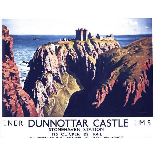 Vintage LMS Dunnottar Castle Railway Poster A3/A2/A1 Print -
