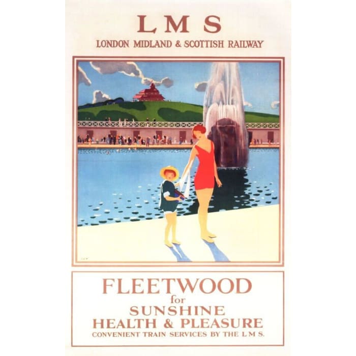 Vintage LMS Fleetwood Railway Poster A4/A3/A2/A1 Print - 