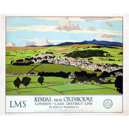 Vintage LMS Kendal From Oxenholme Railway Poster A4/A3 Print