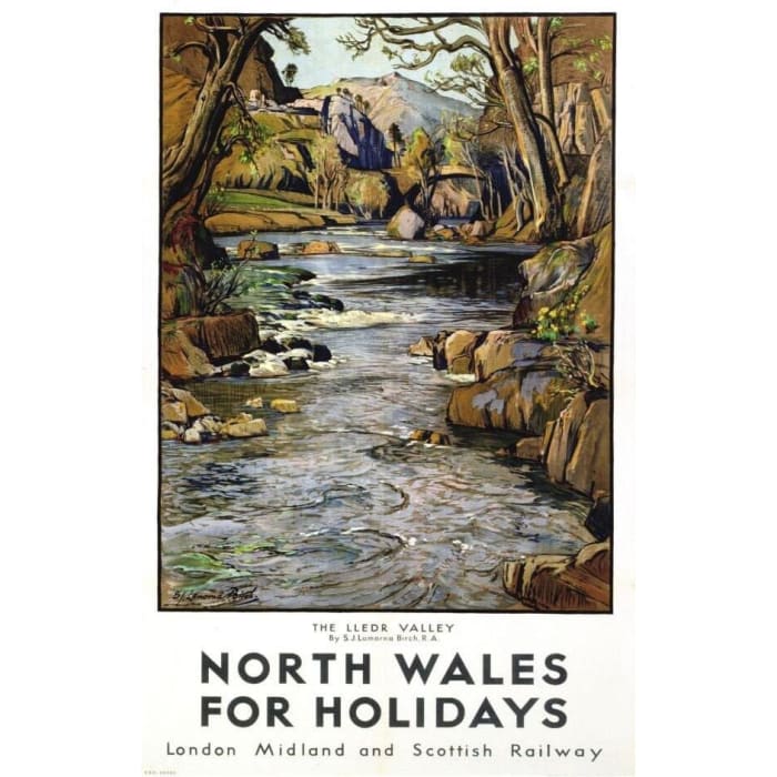 Vintage LMS Lledr Valley North Wales Railway Poster 