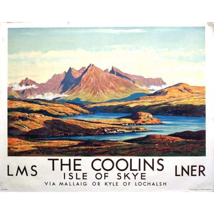 Vintage LMS LNER Coolins Isle of Skye Railway Poster Print 