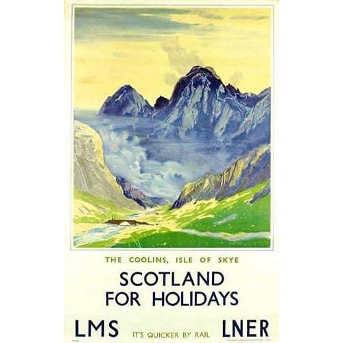 Vintage LMS LNER The Coolins Isle Of Skye Railway Poster 
