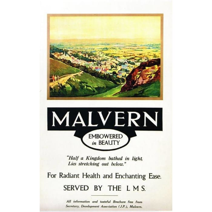 Vintage LMS Malvern Worcestershire Railway Poster 