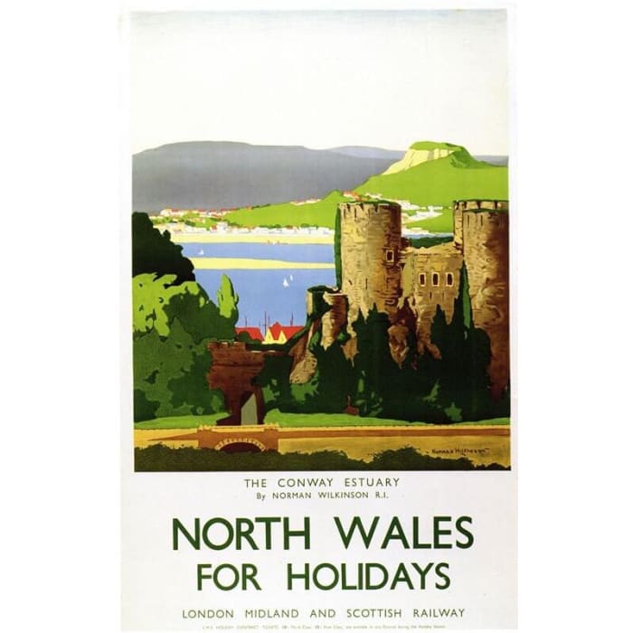 Vintage LMS North Wales Conway Estuary Railway Poster 
