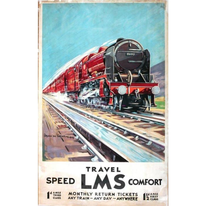 Vintage LMS Speed and Comfort Railway Poster Print A3/A4 - 