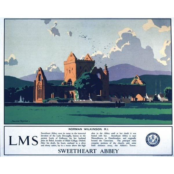 Vintage LMS Sweetheart Abbey Railway Poster A3/A2/A1 Print -