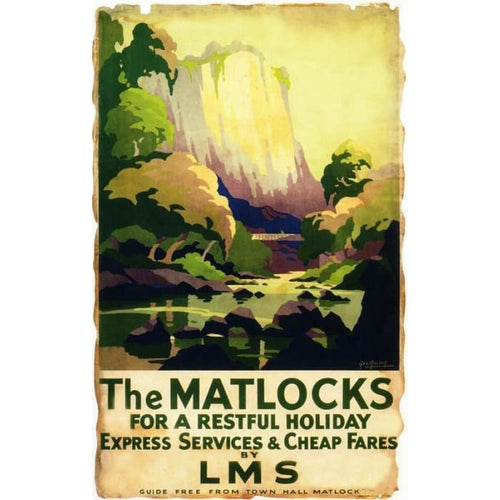 Vintage LMS The Matlocks Derbyshire Railway Poster 