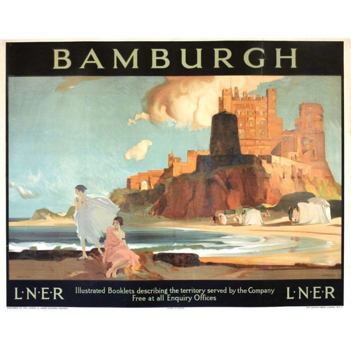 Vintage LNER Bamburgh Castle Northumberland Railway Poster 
