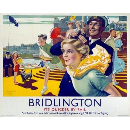 Vintage LNER Bridlington Yorkshire Railway Poster Print A3 -