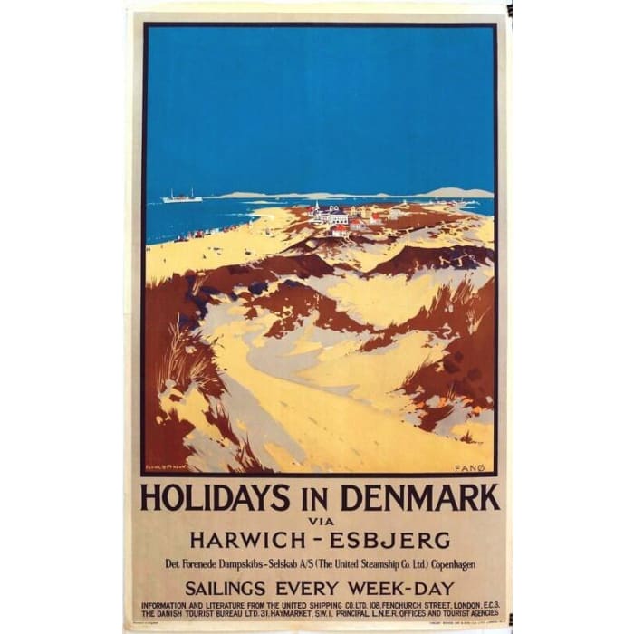 Vintage LNER Denmark via Harwich Railway Poster Print A3/A4 