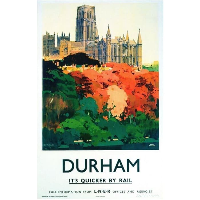 Vintage LNER Durham Cathedral Railway Poster A4/A3/A2/A1 