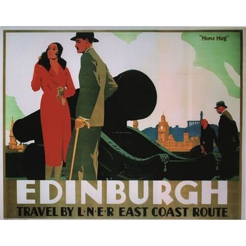 Vintage LNER Edinburgh Mons Meg Railway Poster A3/A2/A1 