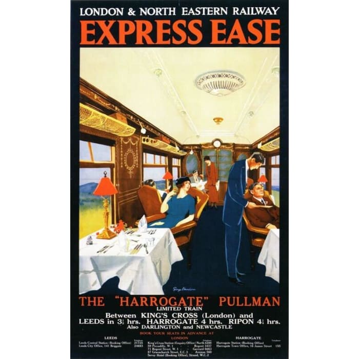 Vintage LNER Harrogate Pullman Railway Poster A4/A3/A2/A1 