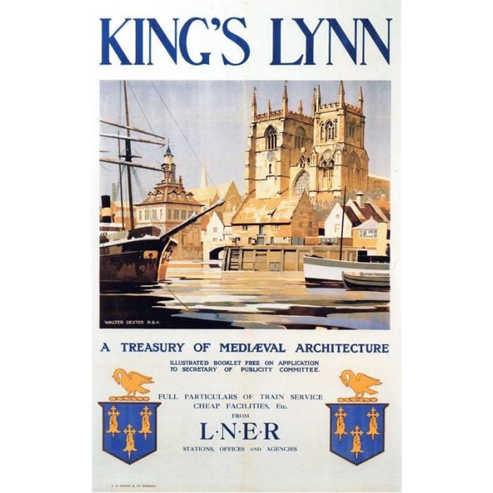 Vintage LNER Kings Lynn Norfolk Railway Poster A4/A3/A2/A1 