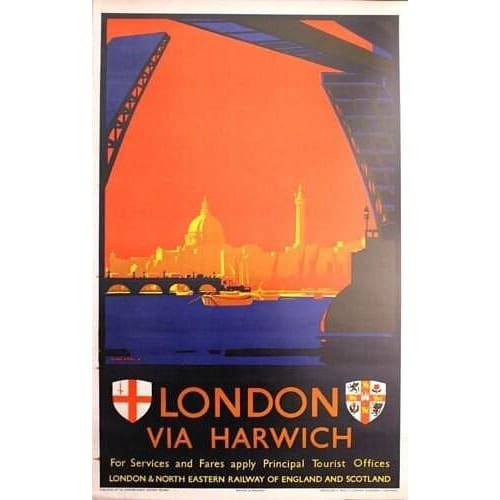 Vintage LNER London via Harwich Railway Poster A4/A3 Print -