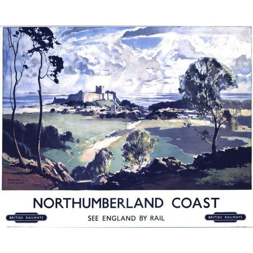 Vintage LNER Northumberland Coast Bamburgh Railway Poster 