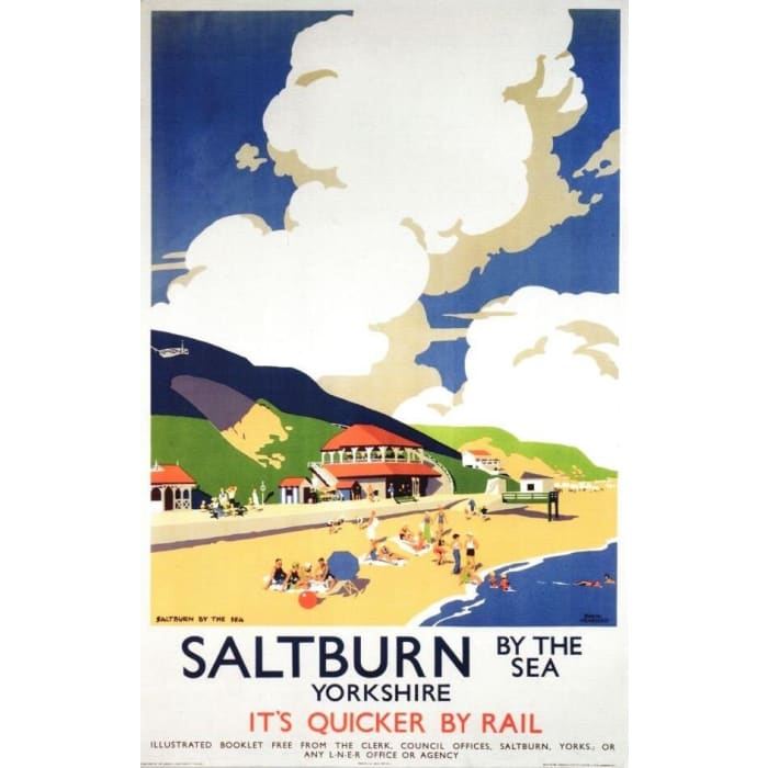 Vintage LNER Saltburn By The Sea Yorkshire Railway Poster 