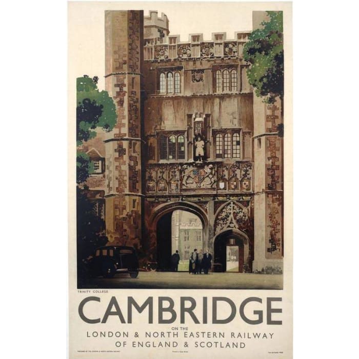 Vintage LNER Trinity College Cambridge Railway Poster Print 