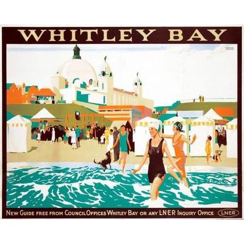 Vintage LNER Whitley Bay Northumberland Railway Poster A3 