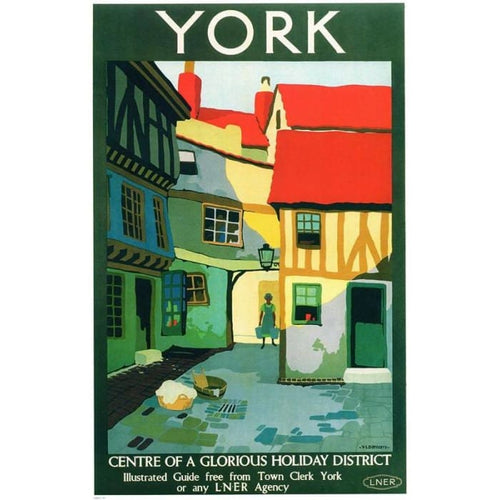 Vintage LNER York Glorious Holiday District Railway Poster 