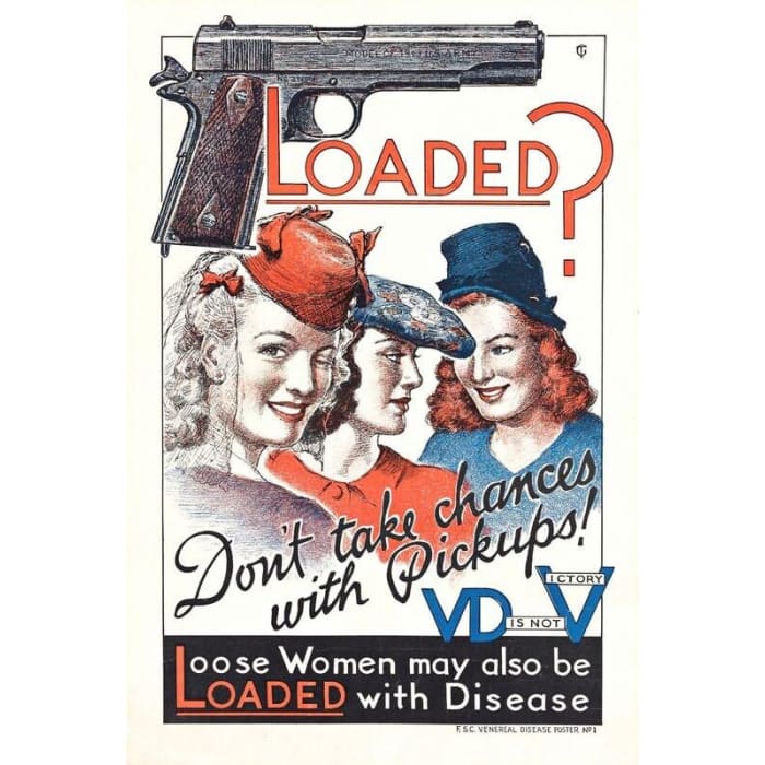 Vintage Loaded American World War 2 Sexual Diseases Poster 