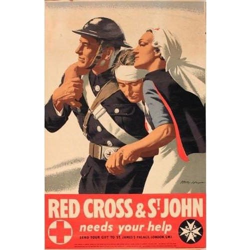 Vintage London Red Cross Poster A3 Print - A3 - Posters 