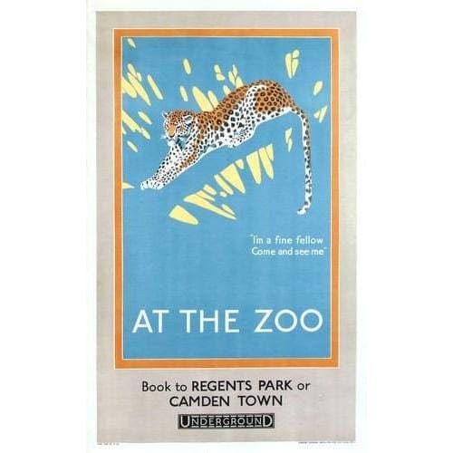 Vintage London Zoo Cheetah Tourism Poster A3/A4 Print - 