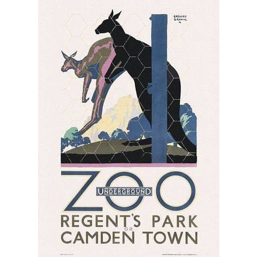 Vintage London Zoo Kangaroo Tourism Poster A3/A4 Print - 