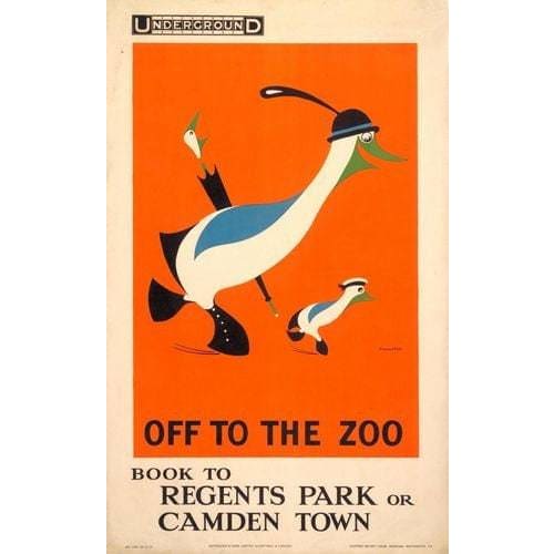 Vintage London Zoo Off To The Zoo Promotional Poster A3 